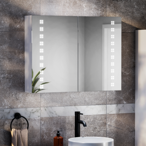 Toreno 800 x 600mm LED Illuminated 2 Door Mirror Cabinet with Motion Sensor