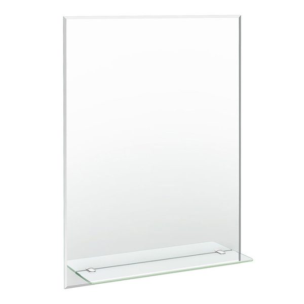 Trafalgar 600 x 800mm Bevelled Bathroom Mirror with Glass Shelf - Image 2