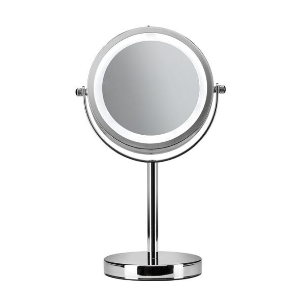 Croydex Chrome Illuminated Battery Operated Pedestal Mirror with 3x Magnifying - Image 3