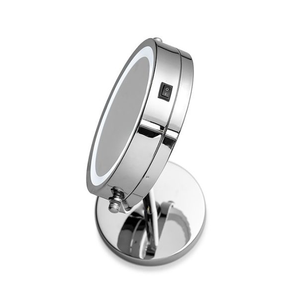 Croydex Chrome Illuminated Battery Operated Pedestal Mirror with 3x Magnifying - Image 2