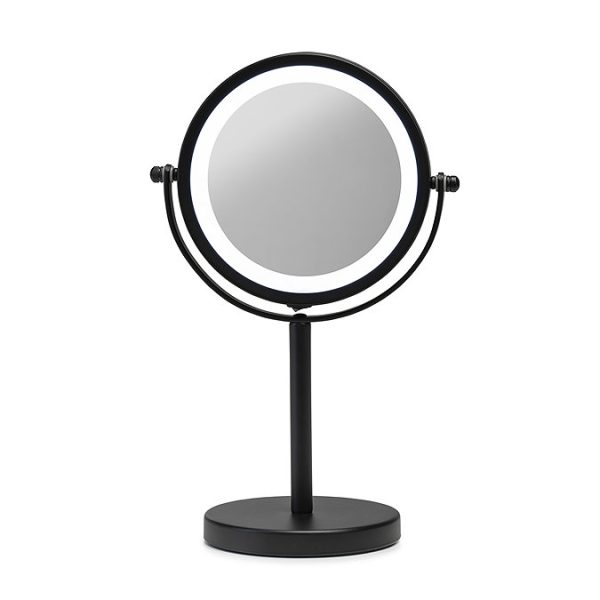 Croydex Matt Black Illuminated Battery Operated Pedestal Mirror with 3x Magnifying - Image 3