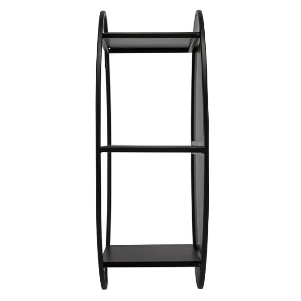 Croydex 500mm Matt Black Circular Wall Mounted Steel Mirror with Shelving - Image 5