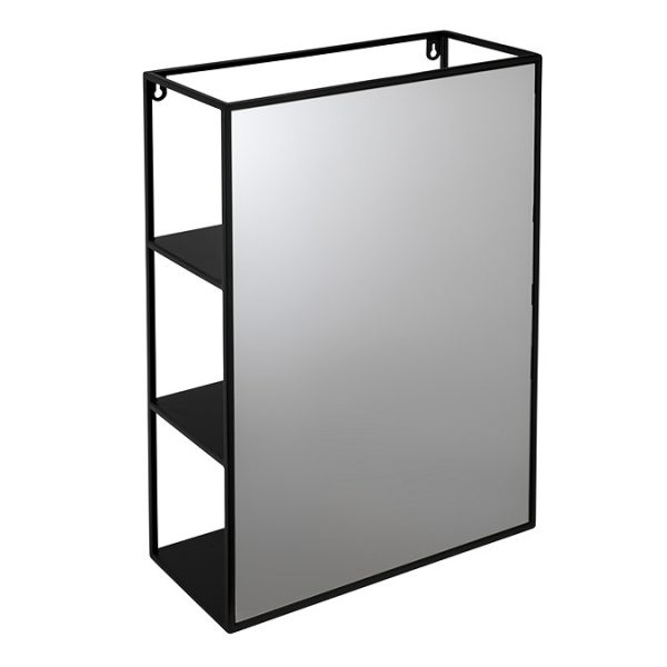 Croydex 600 x 400mm Matt Black Rectangular Wall Mounted Mirror with Shelving - Image 2