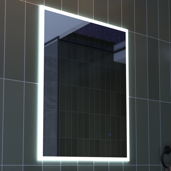 Croydex Hang N Lock Illuminated Mirror with Shaver Socket   800 x 600mm