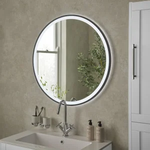 Heritage Newick Black 800mm Illuminated Circular Mirror with Demister Pad