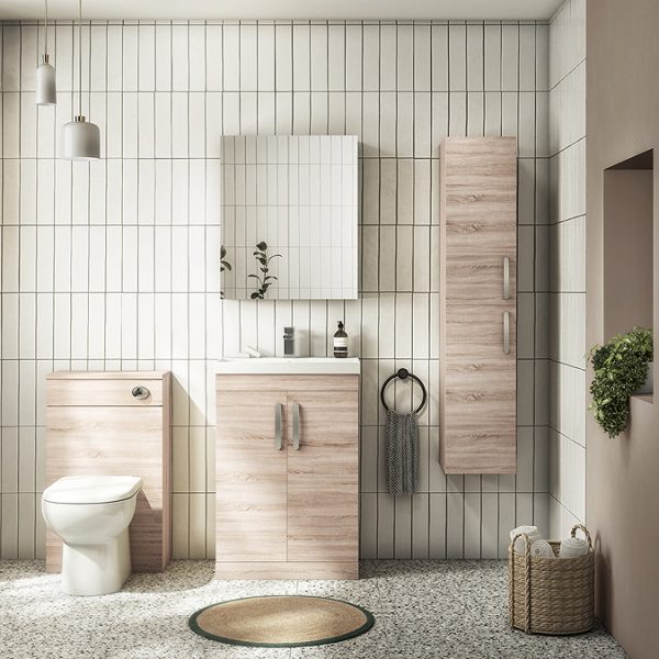Brooklyn Natural Oak 600mm Bathroom Mirror Cabinet   2 Door - Image 2