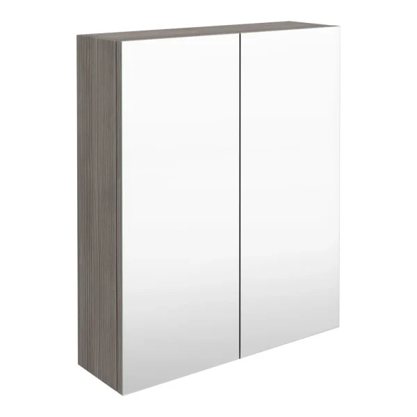 Brooklyn 600mm Grey Avola Bathroom Mirror Cabinet   2 Door