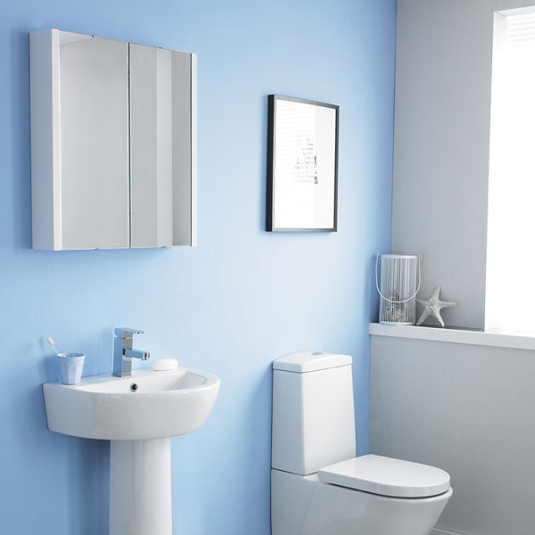 Toreno 2 Door Mirror Cabinet (Minimalist White   617mm Wide) - Image 3