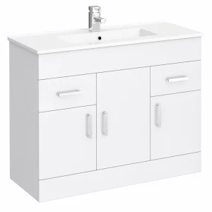 Toreno Vanity Sink With Cabinet   1000mm Modern High Gloss White