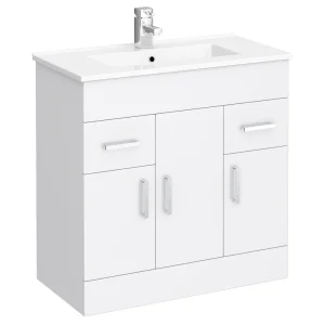 AquaSure Toreno PVC Vanity Unit   800mm Modern Gloss White   100% Waterproof