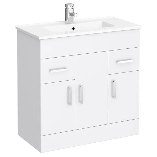 AquaSure Toreno PVC Vanity Unit   800mm Modern Gloss White   100% Waterproof
