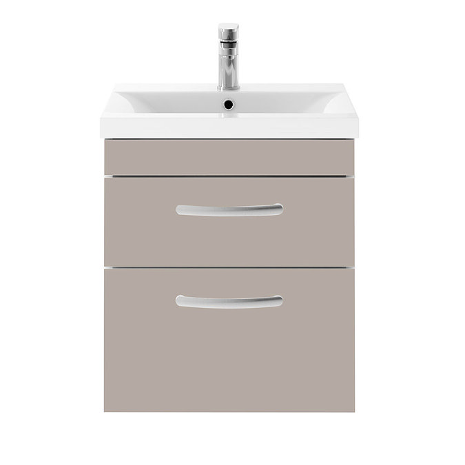 Modern 500mm Matt Stone Grey 2 Drawer Wall Hung Vanity Unit - Image 2