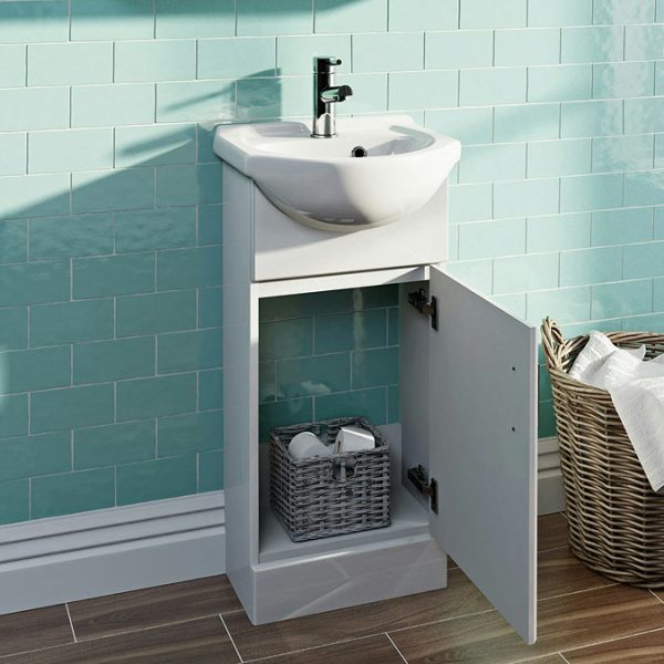 Orchard Eden 410mm White Cloakroom Floor Standing Vanity Unit and Ceramic Basin - Image 2
