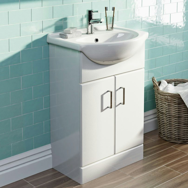 Orchard Eden White 550mm Floor Standing Vanity Unit with Ceramic Basin