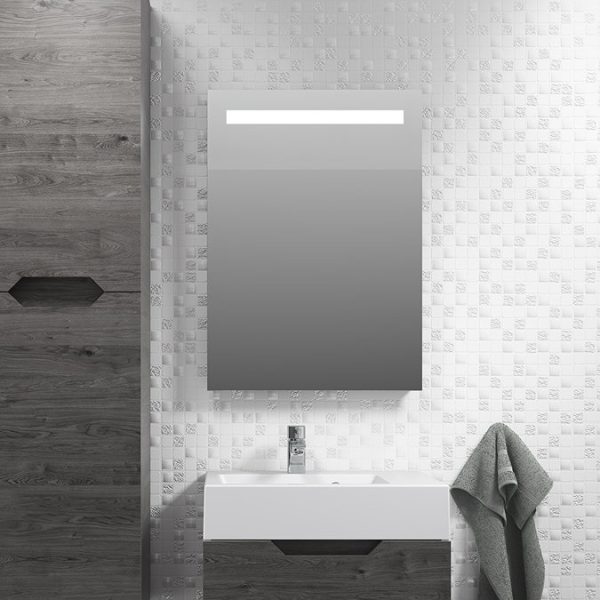Montreal 500 x 700mm LED Portrait Mirror with Anti Fog Demist & Shaving Socket - Image 4