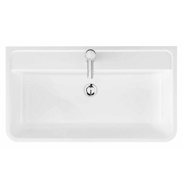 Monza Wall Hung 2 Drawer Vanity Unit w. Chrome Handles W800 x D450mm   Gloss White - Image 2
