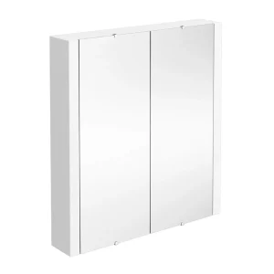 Monza White Minimalist Mirror Cabinet with 2 Doors W617 x D110mm