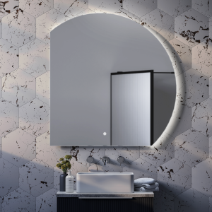 Mercury LED Backlit Circular Corner Fix Mirror 830 x 870mm with Anti Fog and Touch Sensor (Left Hand Version)