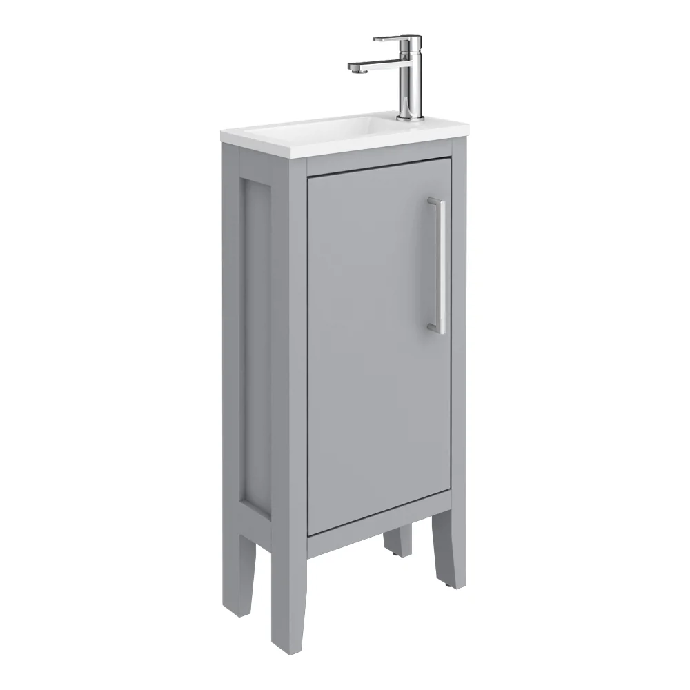 Montrose 400mm Dove Grey Cloakroom Vanity Unit with Chrome Handle