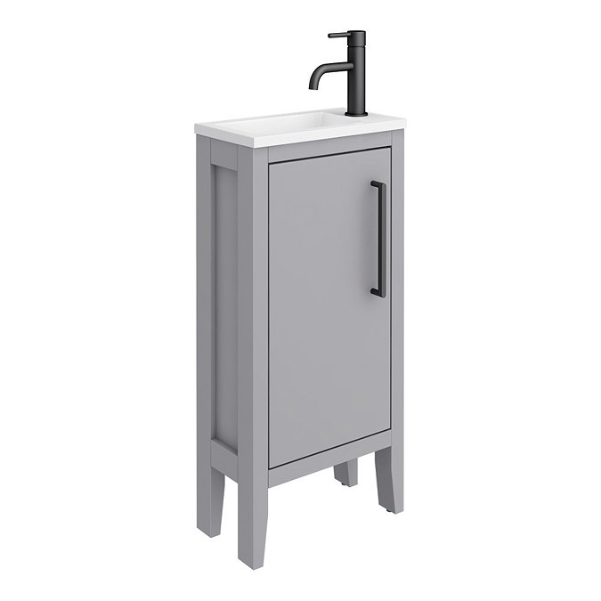 Montrose 400mm Dove Grey Cloakroom Vanity Unit with Matt Black Handle - Image 5