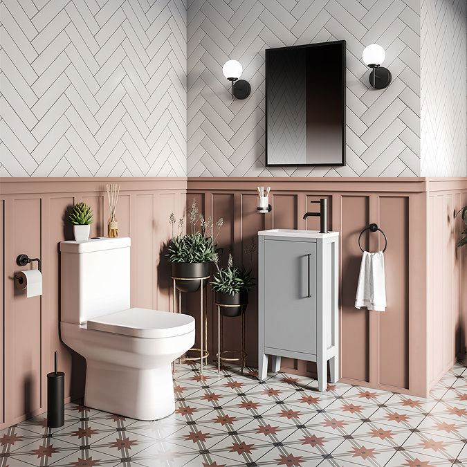 Montrose 400mm Dove Grey Cloakroom Vanity Unit with Matt Black Handle - Image 2