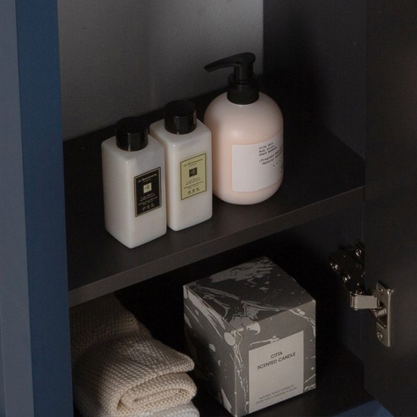 Montrose 400mm Indigo Blue Cloakroom Vanity Unit with Chrome Handle - Image 3