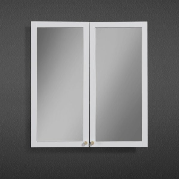 Montrose 600mm White Mirrored Cabinet with Brushed Brass Handles - Image 3