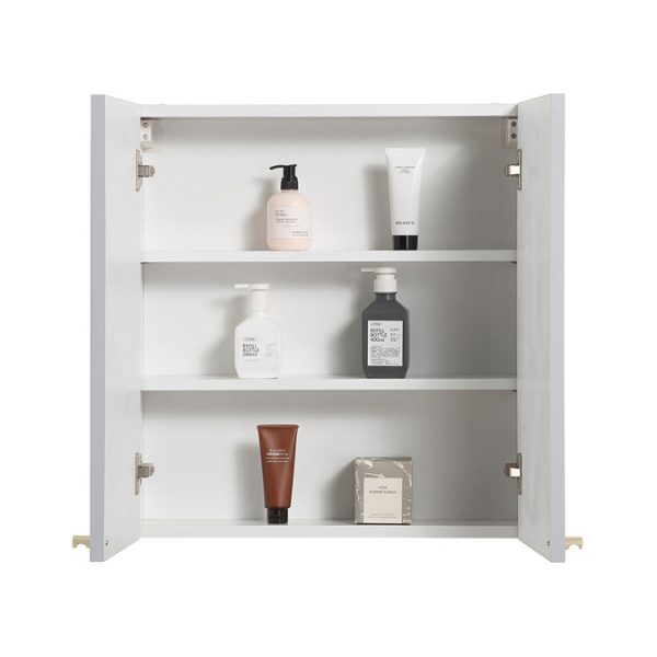 Montrose 600mm Dove Grey Mirrored Cabinet with Brushed Brass Handles - Image 2