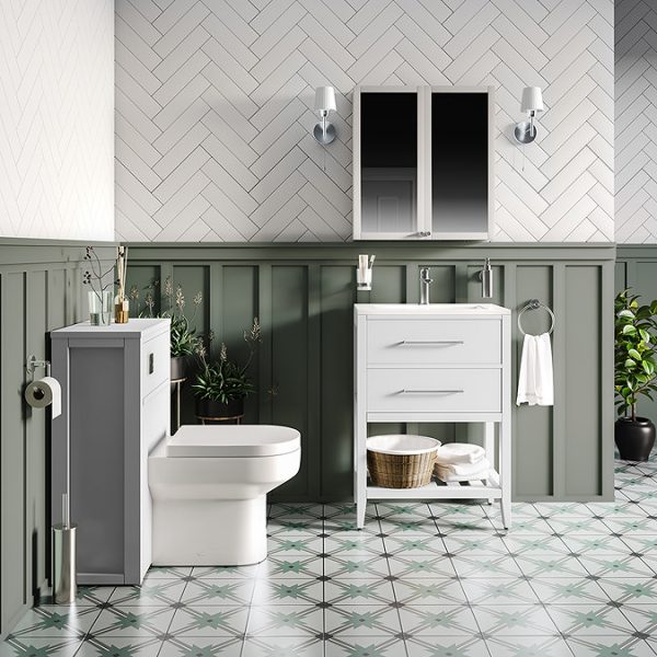Montrose 600mm White Mirrored Cabinet with Chrome Handles - Image 2