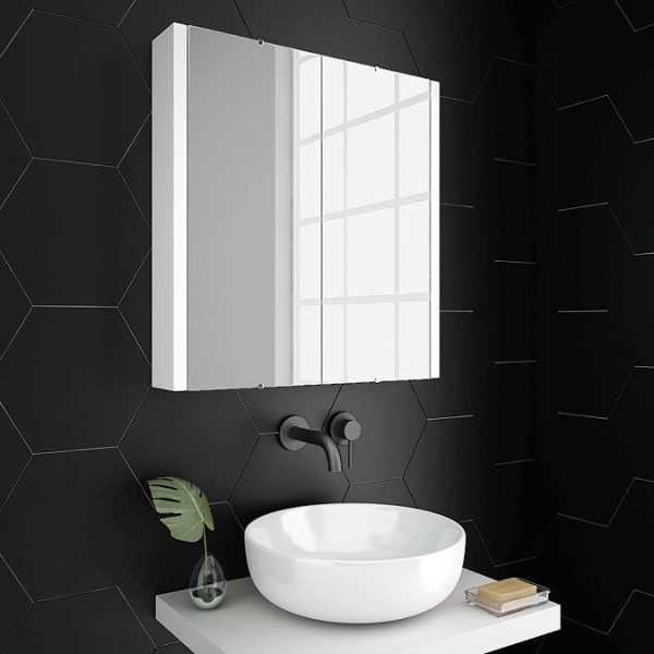 Toreno 2 Door Mirror Cabinet (Minimalist White   617mm Wide) - Image 2