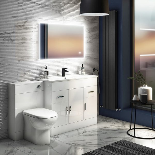 Toreno Vanity Sink With Cabinet   1000mm Modern High Gloss White - Image 5