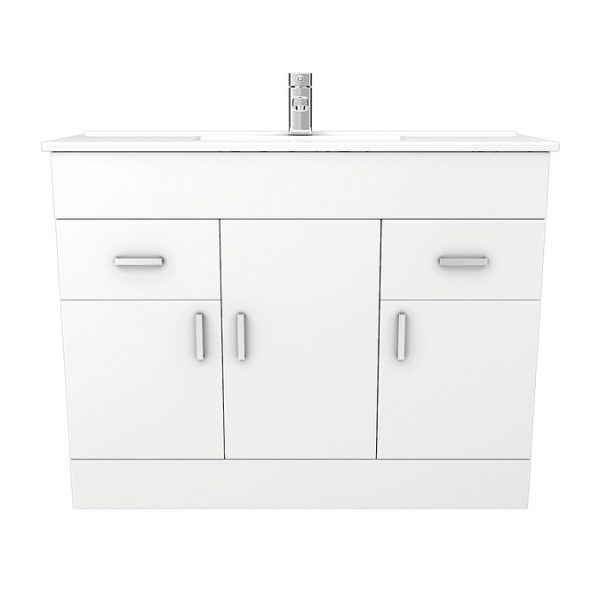 Toreno Vanity Sink With Cabinet   1000mm Modern High Gloss White - Image 6