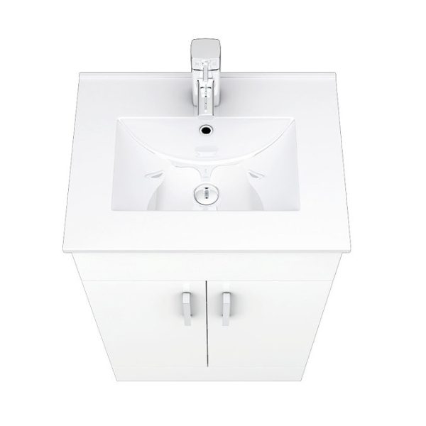 Toreno Small Vanity Sink With Cabinet   500mm Modern High Gloss White - Image 6