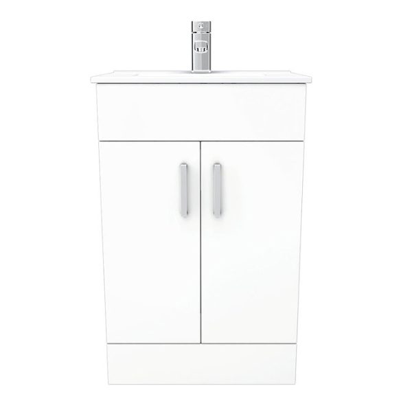 Toreno Small Vanity Sink With Cabinet   500mm Modern High Gloss White - Image 7