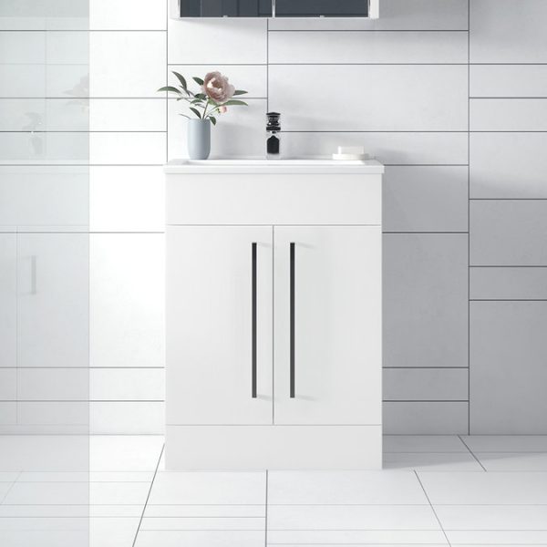 AquaSure Toreno PVC Vanity Unit   600mm Modern Gloss White   100% Waterproof - Image 2