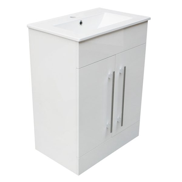 AquaSure Toreno PVC Vanity Unit   600mm Modern Gloss White   100% Waterproof - Image 9