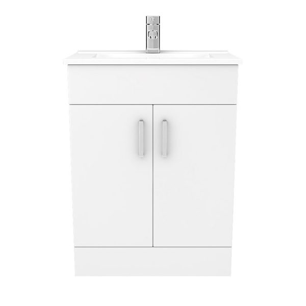 Toreno Vanity Sink With Cabinet   600mm Modern High Gloss White - Image 5