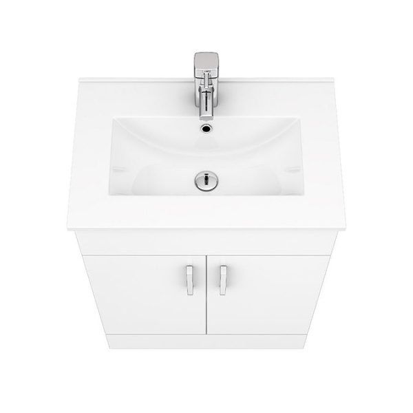 Toreno Vanity Sink With Cabinet   600mm Modern High Gloss White - Image 7