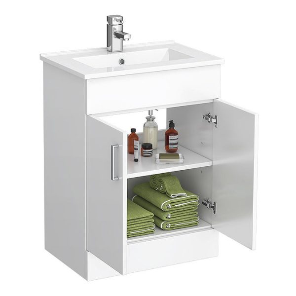 Toreno White 620mm Vanity Unit (Flat Packed) - Image 4