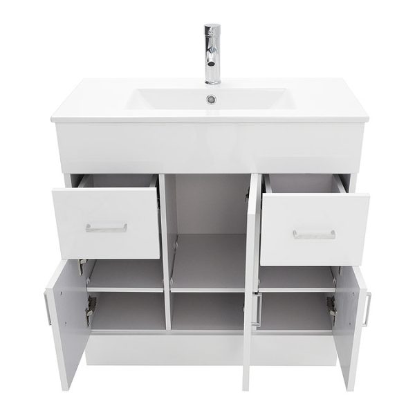 AquaSure Toreno PVC Vanity Unit   800mm Modern Gloss White   100% Waterproof - Image 7