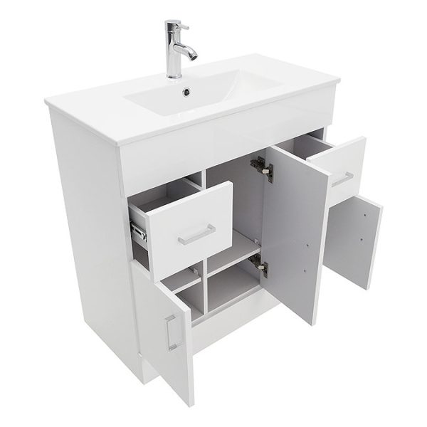 AquaSure Toreno PVC Vanity Unit   800mm Modern Gloss White   100% Waterproof - Image 2