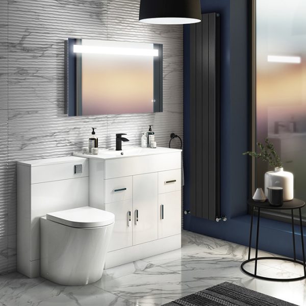 Toreno Vanity Sink With Cabinet   800mm Modern High Gloss White - Image 5