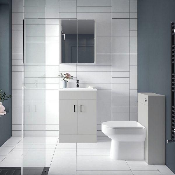 Toreno Light Grey 600mm Modern Vanity Unit - Image 4