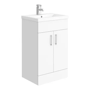 Toreno Basin Unit   500mm Modern High Gloss White with Mid Edged Basin