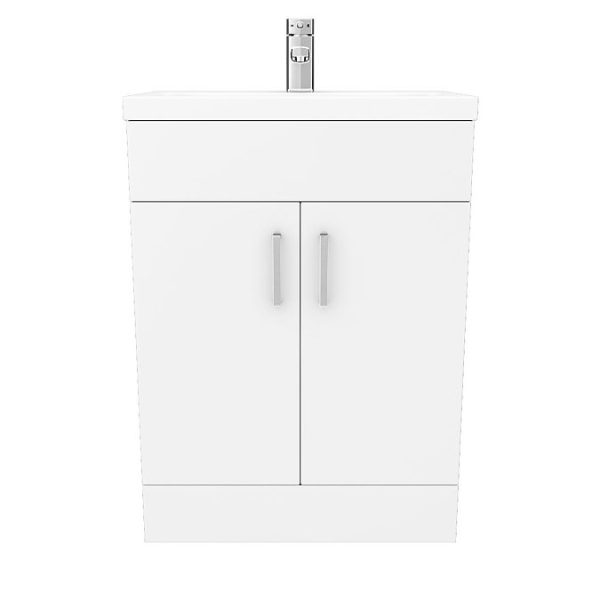 Toreno Basin Unit   600mm Modern High Gloss White with Mid Edged Basin - Image 3