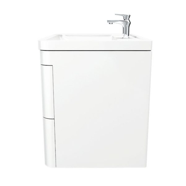 Monza Wall Hung 2 Drawer Vanity Unit w. Chrome Handles W600 x D445mm   Gloss White - Image 7