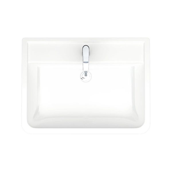 Monza Wall Hung 2 Drawer Vanity Unit w. Chrome Handles W600 x D445mm   Gloss White - Image 2