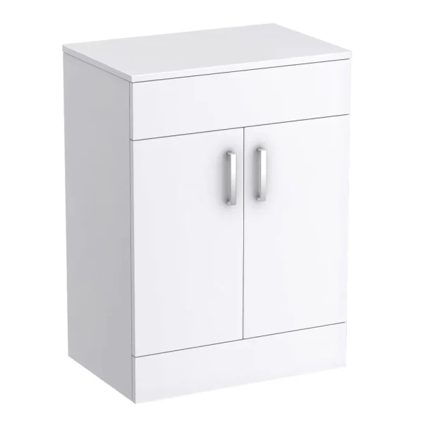 Toreno Floor Standing Countertop Vanity Unit   Gloss White   605mm with Chrome Handles