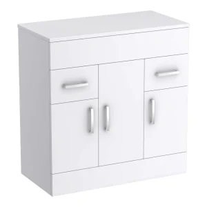 Toreno Floor Standing Countertop Vanity Unit   Gloss White   805mm with Chrome Handles
