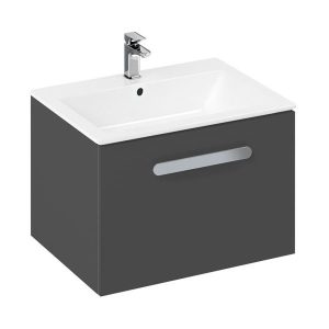 Britton MyHome 600mm Wall Hung Single Drawer Vanity Unit   Grey